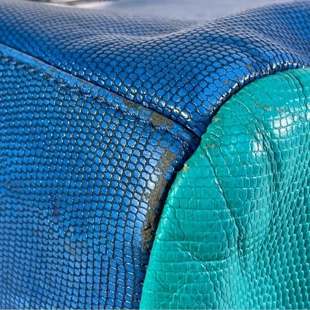 Marc by Marc Jacobs Blue/Green Lizard Stamped Leather Take Me Tote